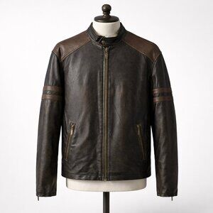 Men's Brown Leather Bomber Jacket